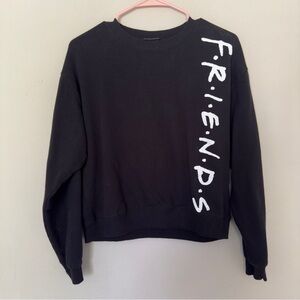Friends 90s Unisex Small Black Sweatshirt Pullover White Spell Out Logo Fleece